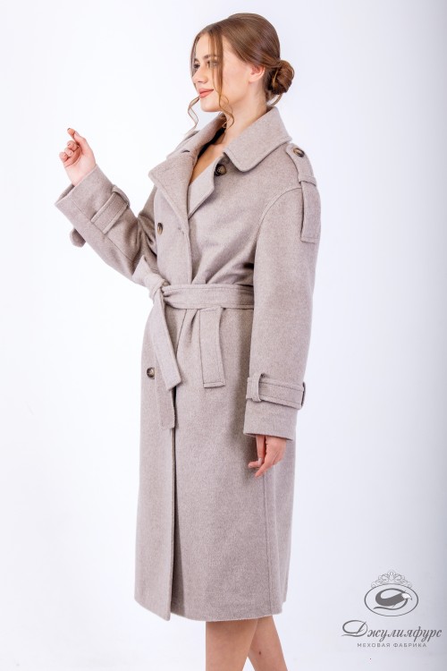 Двубортное пальто с поясом П-3
